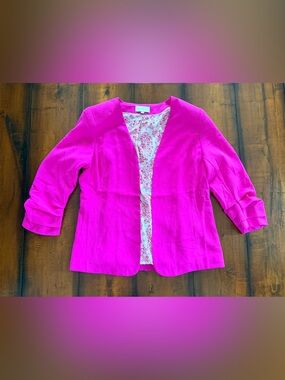 Skies Are Blue Vibrant Fuchsia Collarless Open Blazer